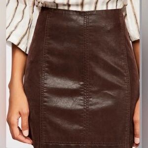 free people brown suede femme leather skirt